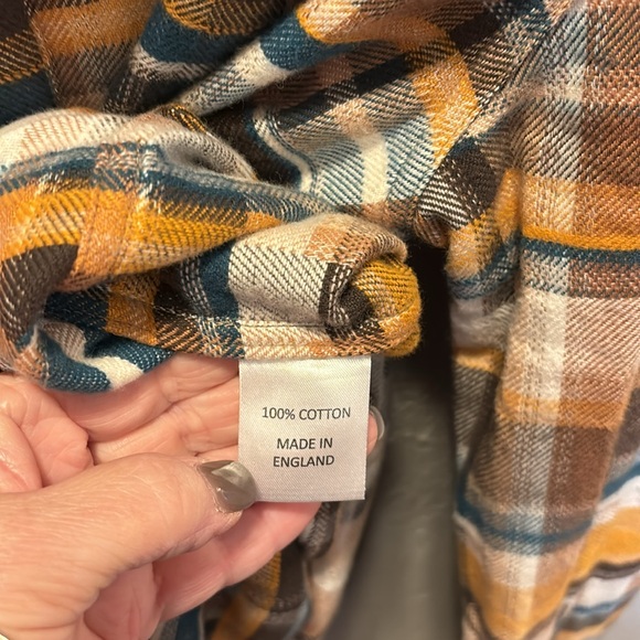 Peregrine Farley Plaid Cotton Flannel Shirt Made in England  Men’s Size Large - Picture 9 of 9